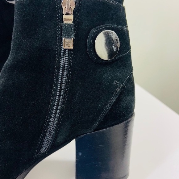 Alberto Fermani Women's Black Suede Heel Leather Ankle Boot Snap Italy Made 6.5 - Picture 9 of 9